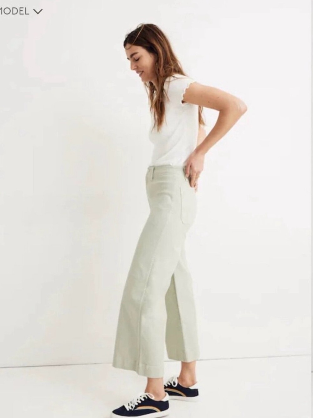 Madewell Emmett Wide Leg Crop Pants High Waist Women’s 30 Sea Haze Light Green - Picture 3 of 7
